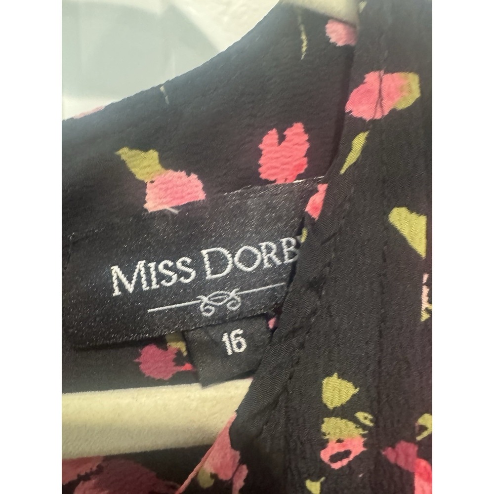 VTG Cottage Core Dress Maxi 90s Floral Pink Black WhimsiGoth Tie Back Pleated XL - Picture 3 of 6